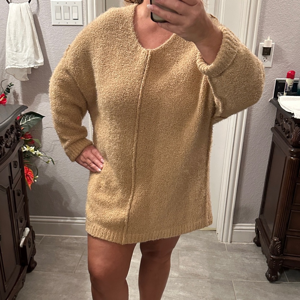Peach Love California Tan Mini Dress